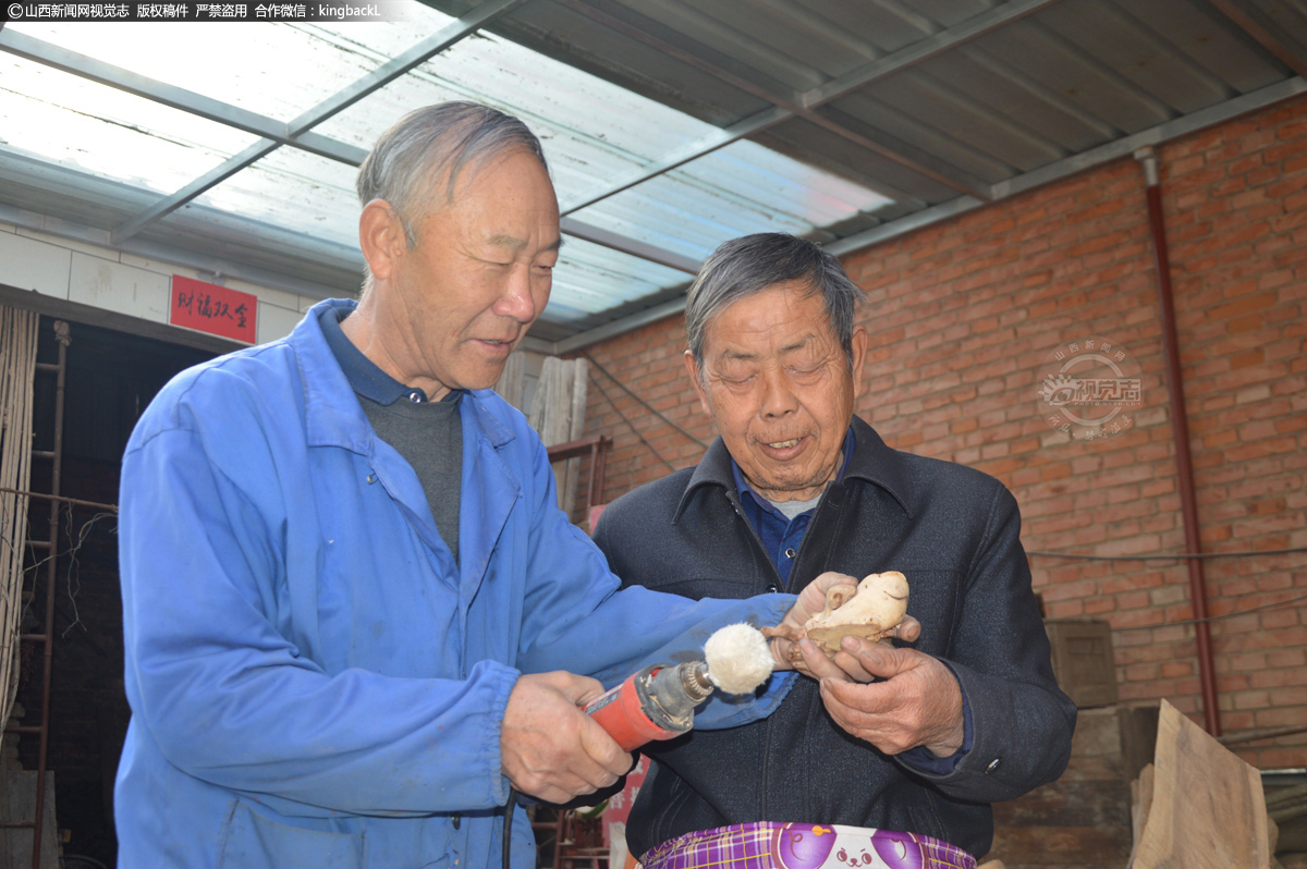      赵师傅对树木情有独钟，对树木研究从未放弃。 2010年他多方筹措资金，购买机械设备和各种木料，利用自家小院，自办了一个木料加工和木艺制作的小厂，吸入贫困户，以公司+农户模式发展，带动本村贫困户增加经济收入。图为，赵师傅给农户讲解树根打磨抛光技术以及在打磨抛光的时候应该注意事项。